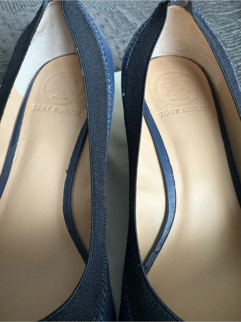 Tory Burch Caroline 2 Navy Wedges Size 7
